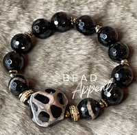 Image 3 of Tibetan and Black Agate Bead Bracelet 