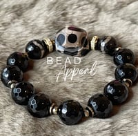 Image 4 of Tibetan and Black Agate Bead Bracelet 