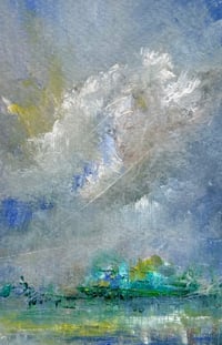 Image 1 of “Early Morning Swim” oil on paper 6 x 8  inches 