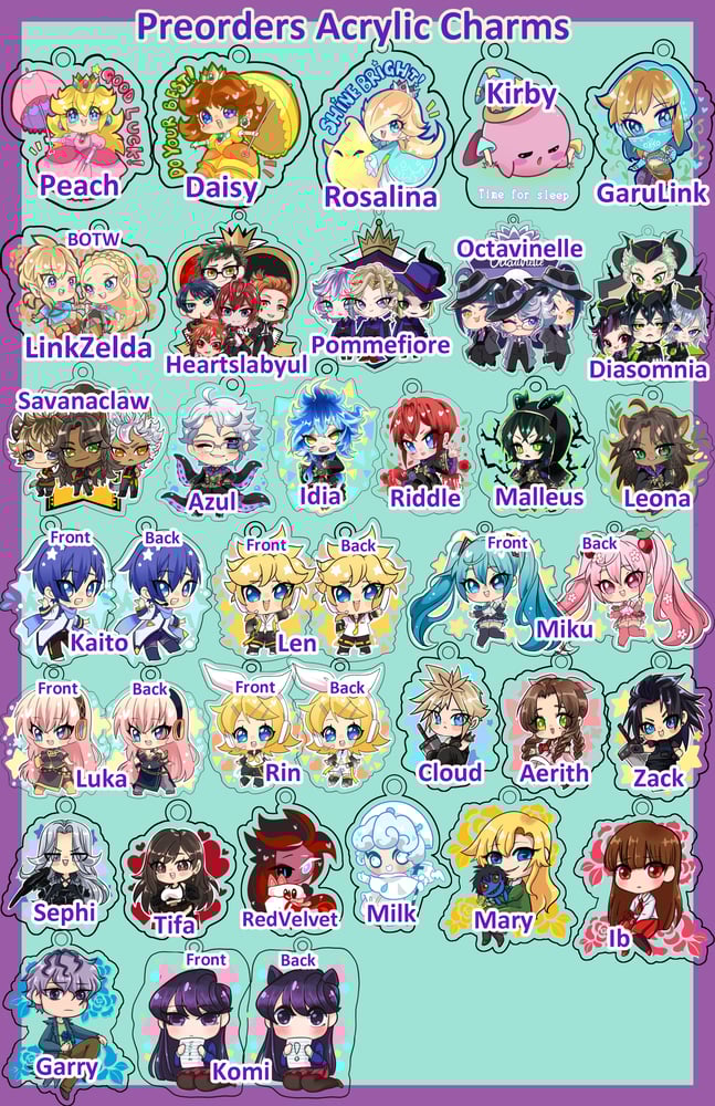 Image of Acrylic Charms Preorder