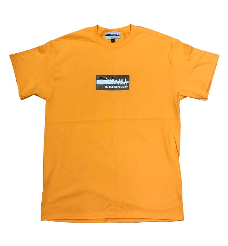 Image of DOMEstics. Camo Patch T-shirt (Sherbert) 