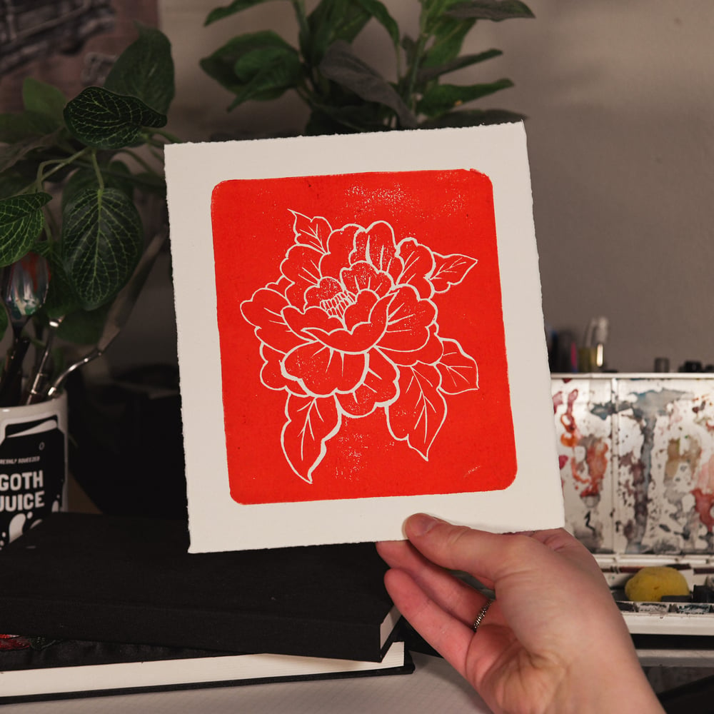 Image of Floral Block Print Red