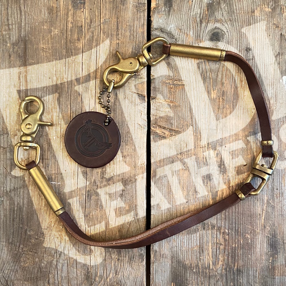 Image of THEDI LEATHERS WALLET LANYARD BROWN/BRASS