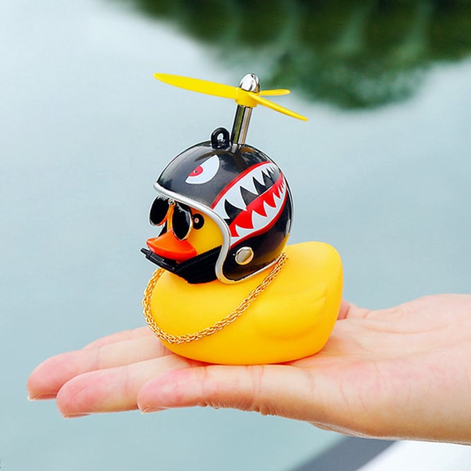 Image of Awesome Crazy Small Helmet Black/Yellow/Pink Duck Aquarium Side/Bicycle/Car Decor