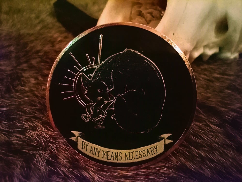 Image of [TRASH BLESSINGS] By Any Means Necesarry Enamel Pin