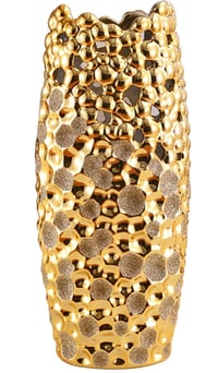 Image 1 of Hollowed-Out Gold Ceramic Vase 14 inch Tall