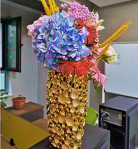 Image 5 of Hollowed-Out Gold Ceramic Vase 14 inch Tall
