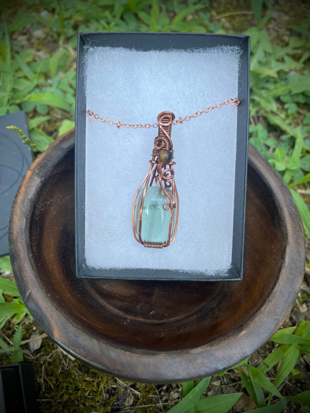 green fluroite necklace with tigers eye