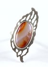 Red Agate and Silver Ring