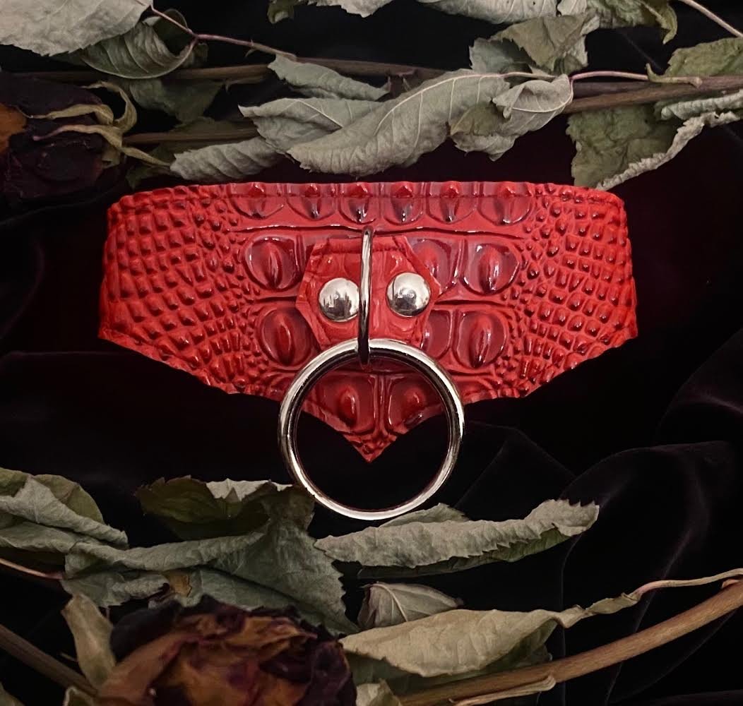 Bat wing red vegan croc collar