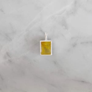 Image of Golden Rutilated Quartz rectangular cut silver necklace