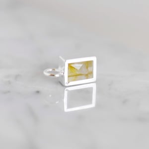 Image of Golden Rutilated Quartz rectangular cut silver necklace