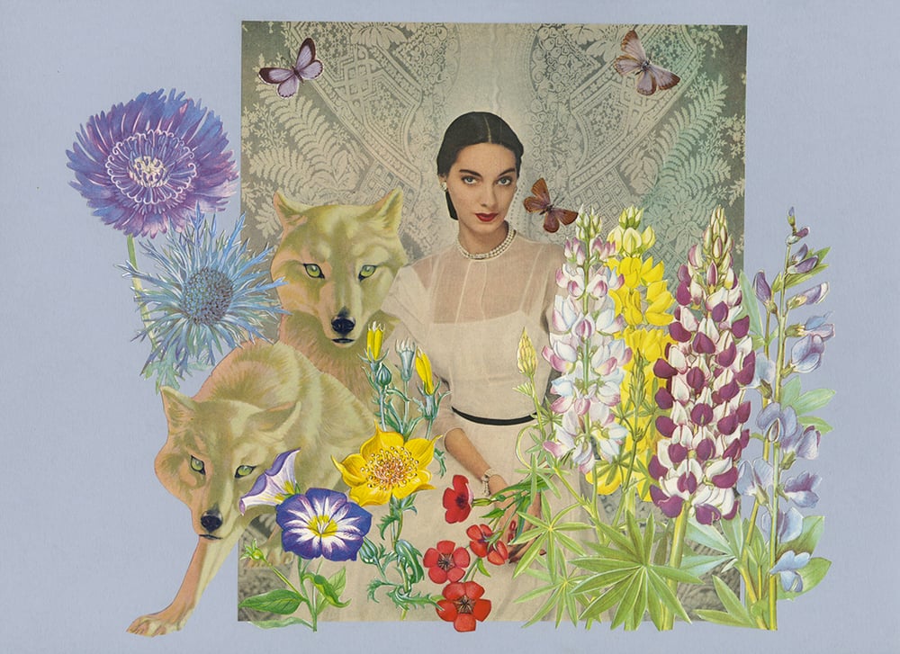 Image of Patron Saint of Wolves. Limited edition collage print.