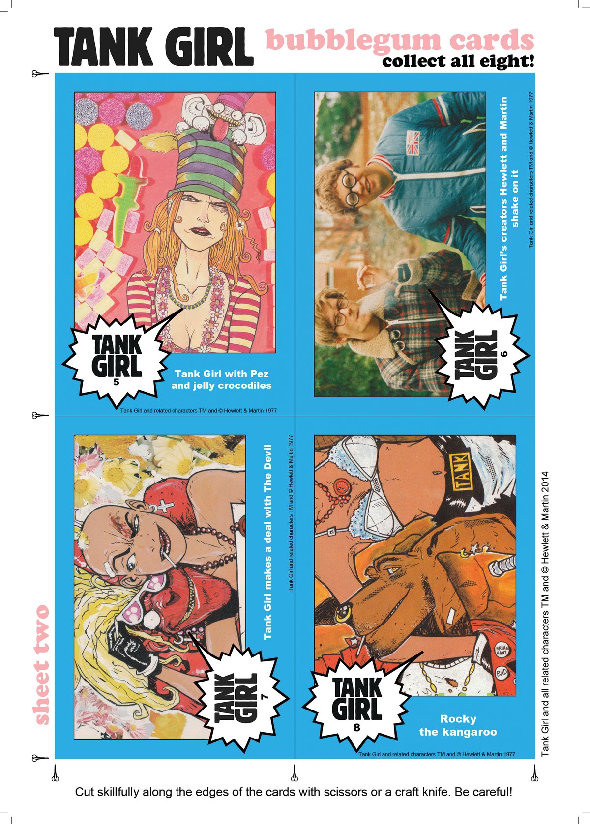 Image of TANK GIRL UNCUT BUBBLEGUM CARD SHEETS - HEWLETT & MARTIN (2014)