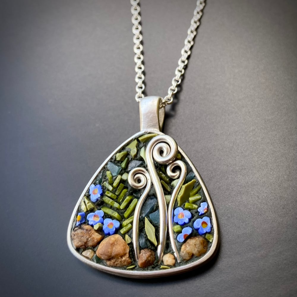 Image of Fiddleheads and Forget-Me-Not pendant