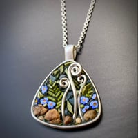 Image 1 of Fiddleheads and Forget-Me-Not pendant