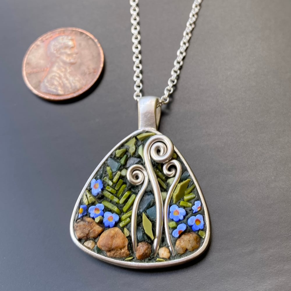 Image of Fiddleheads and Forget-Me-Not pendant