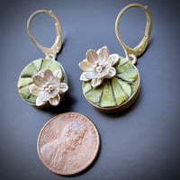 Image 2 of Lily Pad Earrings Green