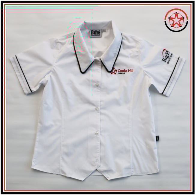 CHC Blouse White - Black Piping $36.95