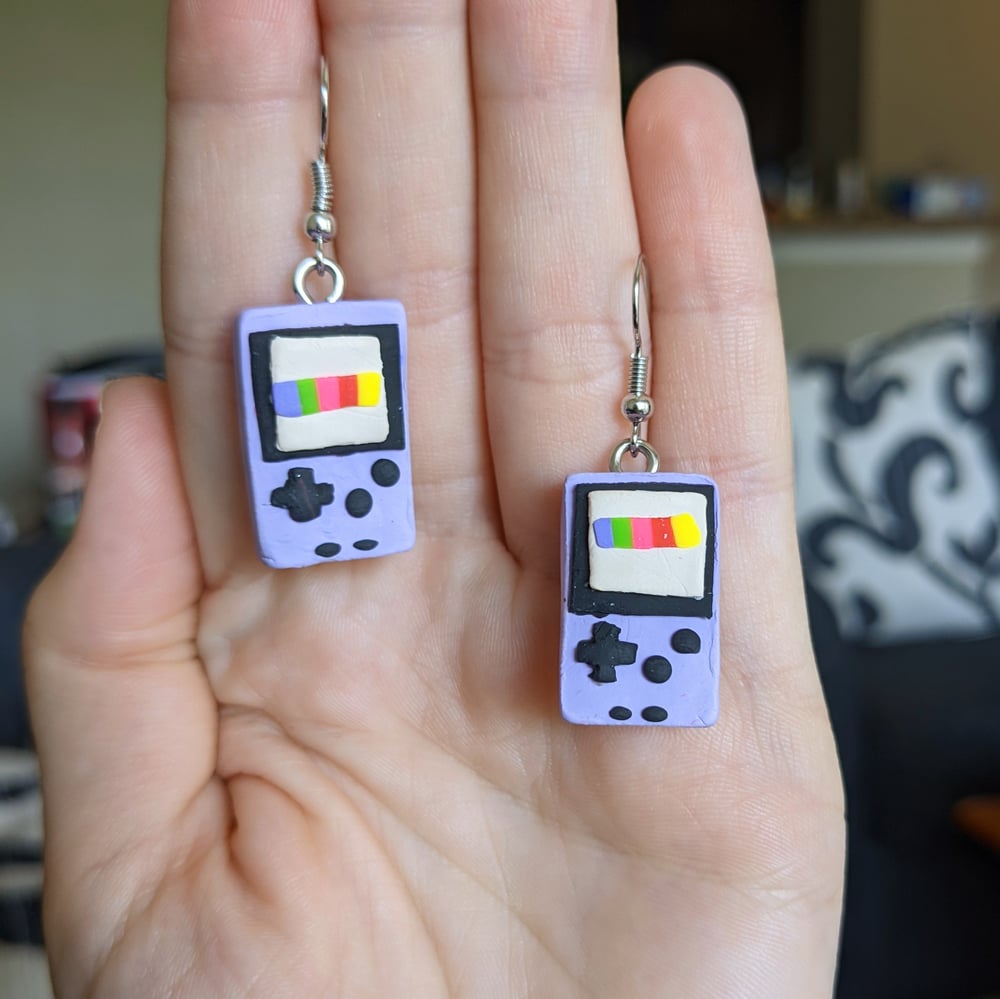Image of Pastel Purple Gameboy earrings