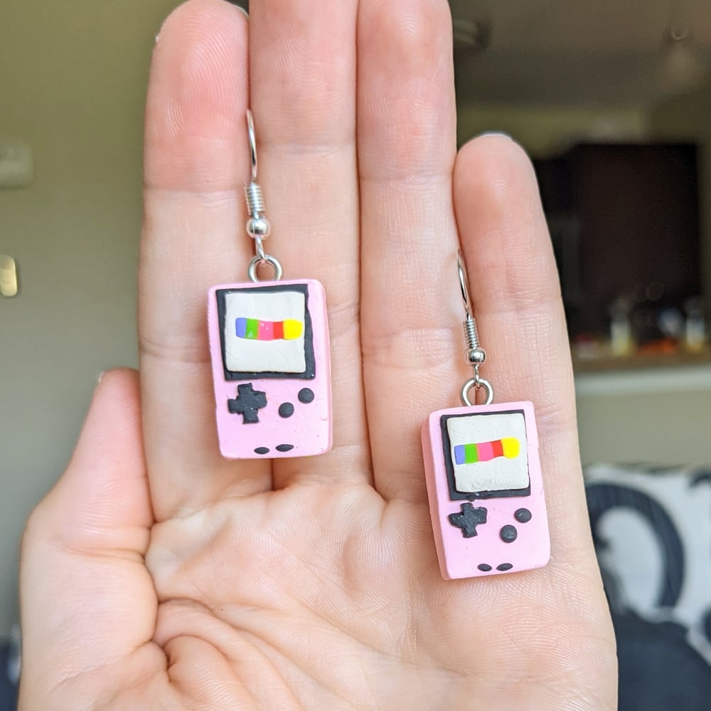 Image of Pastel Pink Gameboy earrings