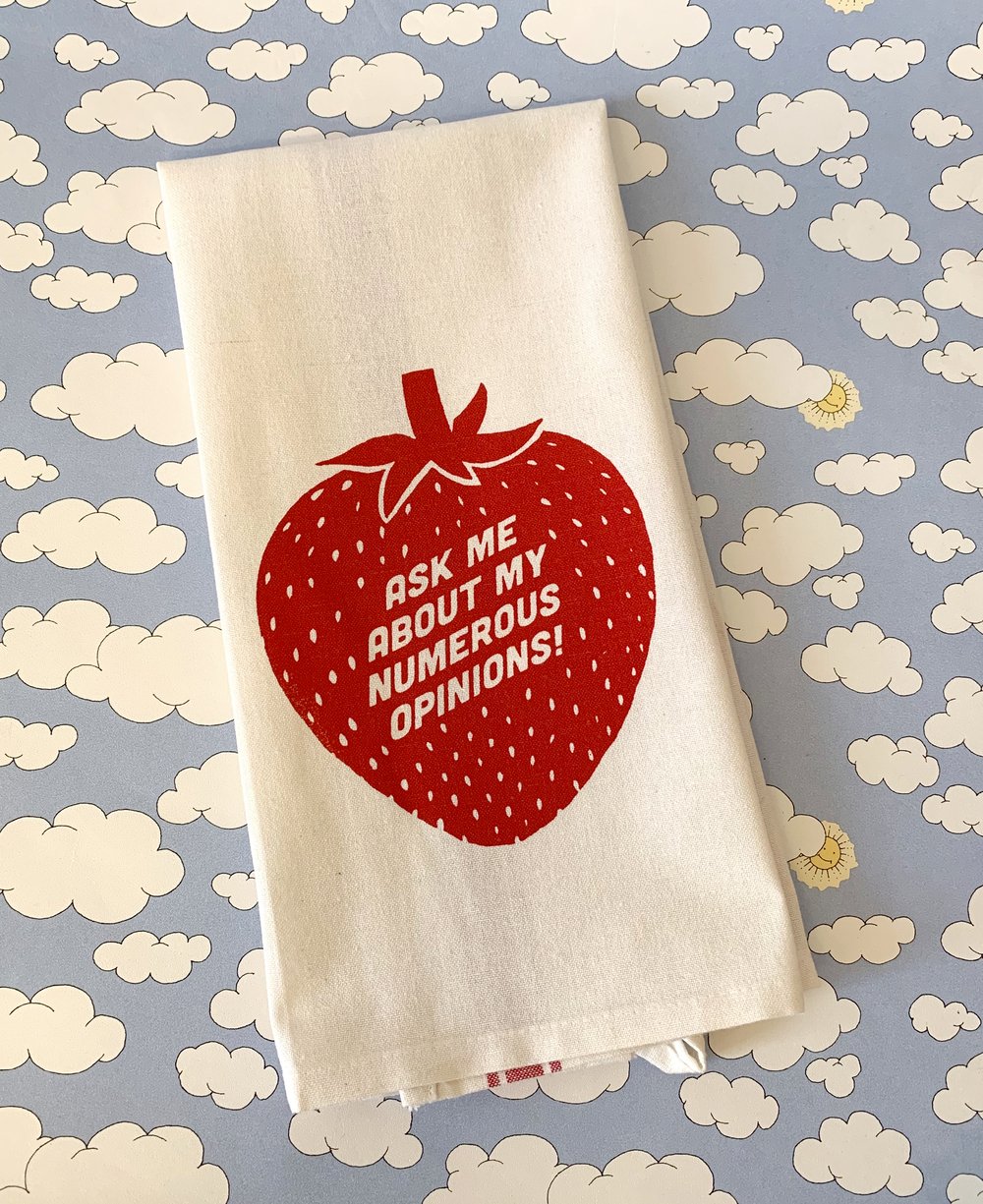Ask Me About My Numerous Opinions Strawberry Towel
