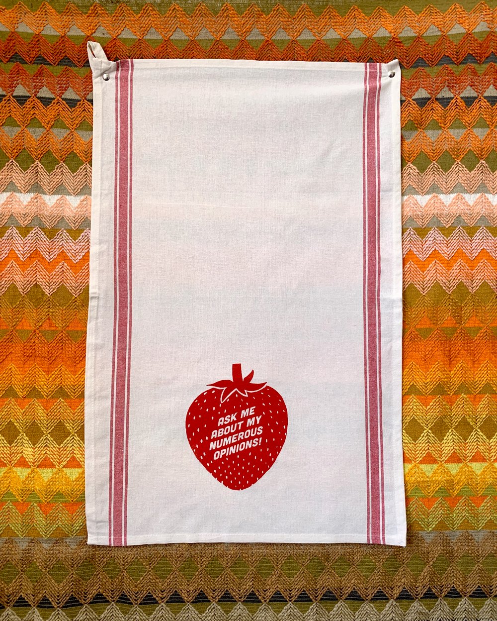 Ask Me About My Numerous Opinions Strawberry Towel