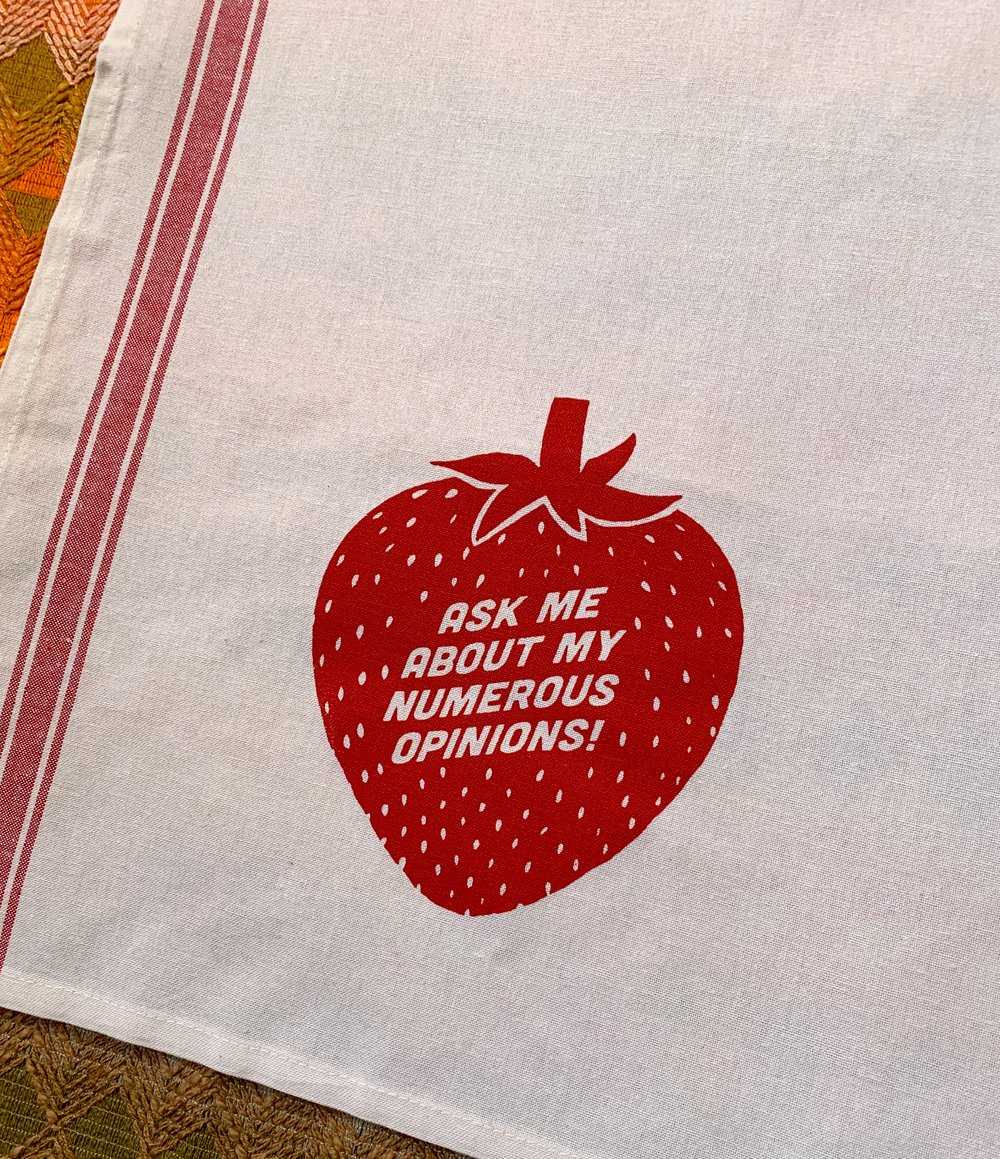 Ask Me About My Numerous Opinions Strawberry Towel