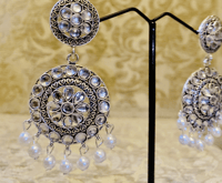 Image 1 of Silver Kundan Earrings