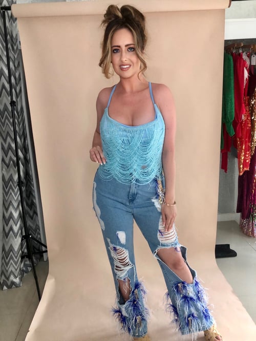Image of Blue Beaded Top