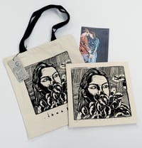 Image 1 of lino print + tote bag