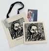 lino print + tote bag