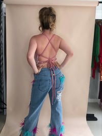 Image 4 of Multi Embellished Feather Jeans