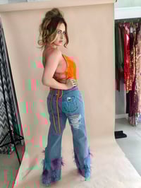 Image 3 of Multi Embellished Feather Jeans