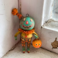Image 1 of Halloween Trick or Treat Pumpkin Head ~ turquoise
