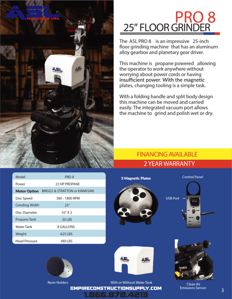 Image of ASL T8 Propane 25" Planetary Grinder(FREE DIAMONDS INCLUDED)