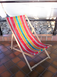 Image of Vintage retro deck chair - red stripe