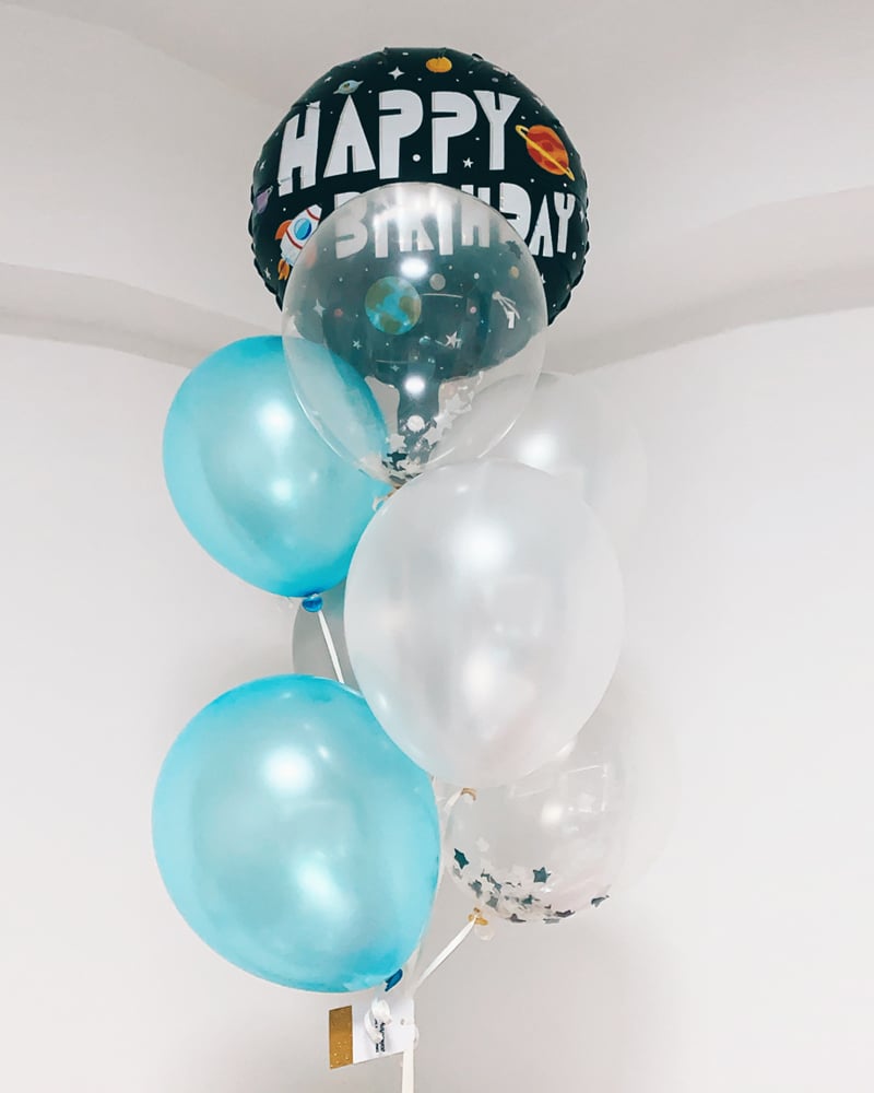 Image of Space Birthday Helium Confetti Balloon Bundle