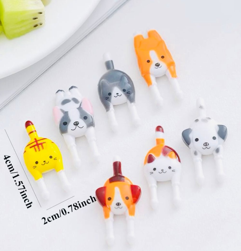 Cats and Dogs Fruit Forks / Food Picks