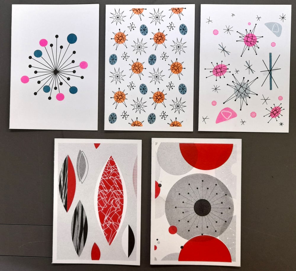 1950s atomic design greeting cards