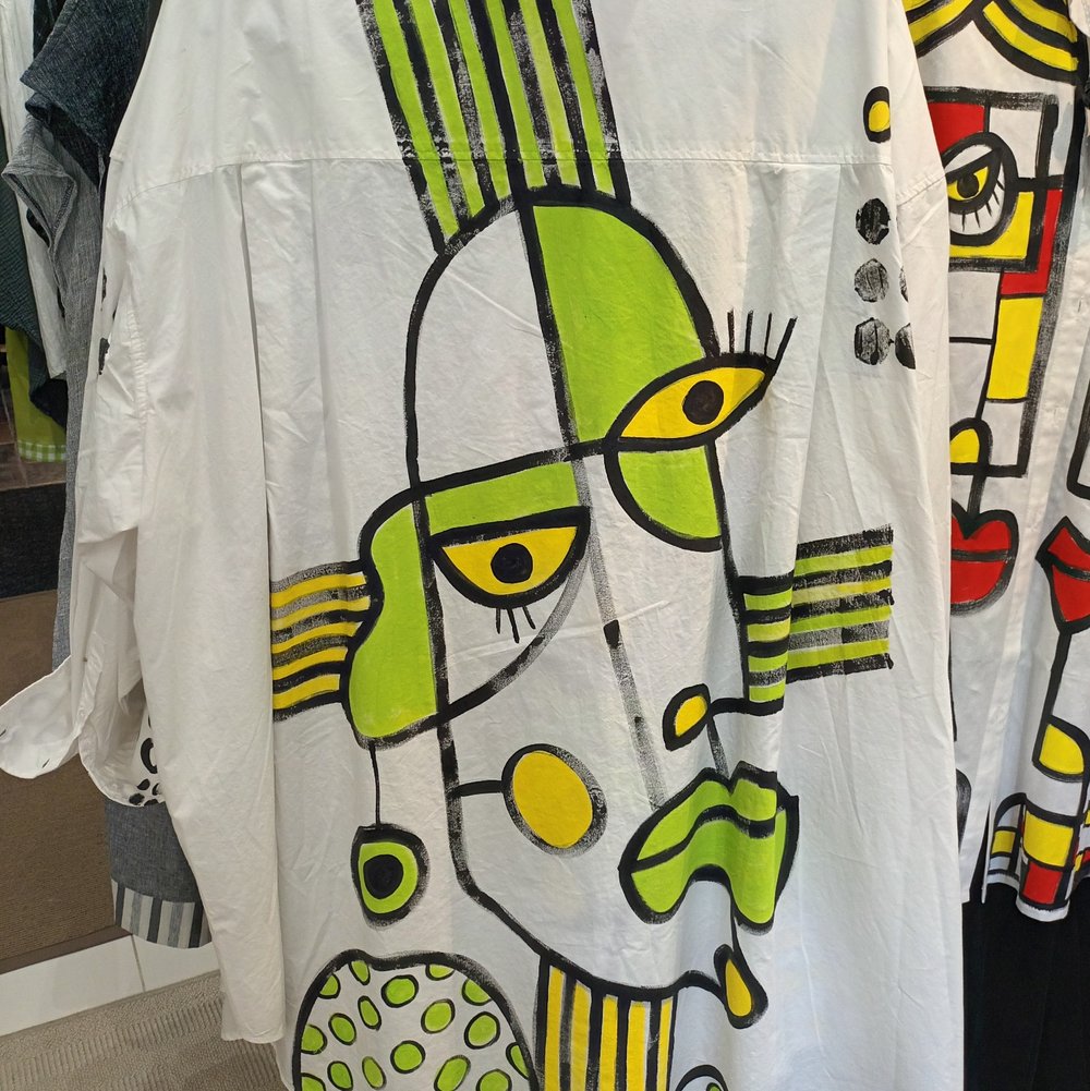 Image of painted shirt, multicolored, xxl
