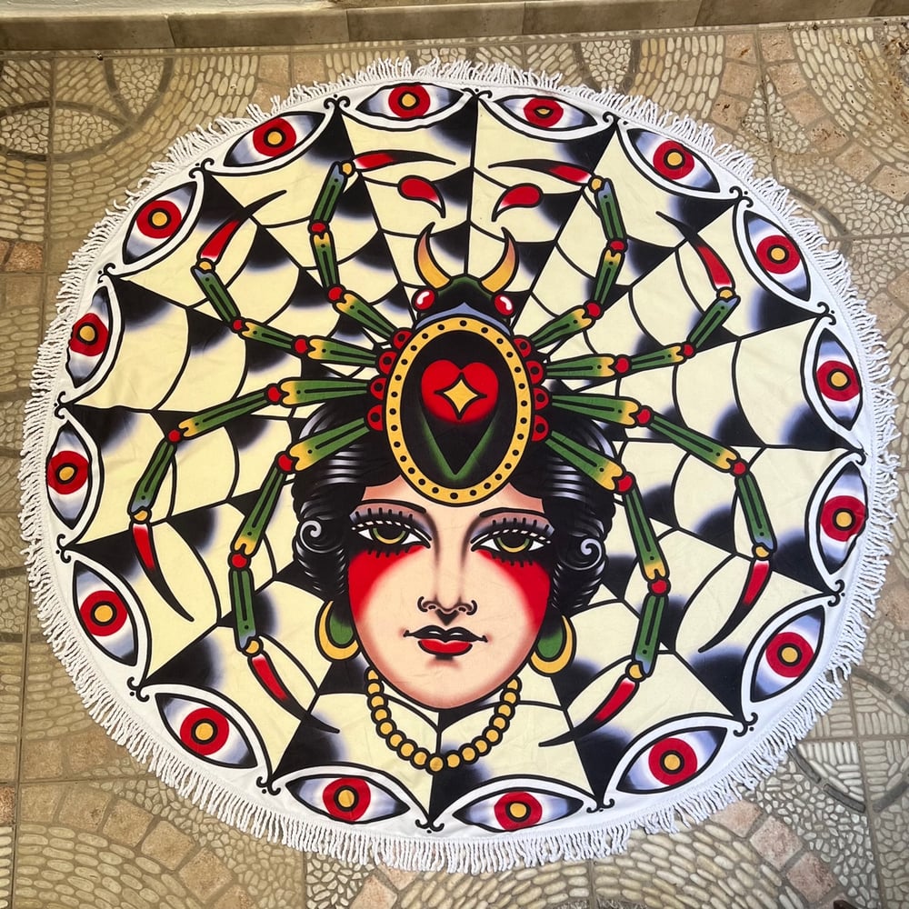SPIDER GIRL ROUND BEACH THROW/TOWEL