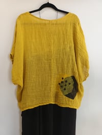 Image 4 of yellow mustard linen top