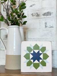 Image 4 of 6" Mini Barn Quilt - BLUE/GREEN SWOON