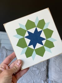 Image 5 of 6" Mini Barn Quilt - BLUE/GREEN SWOON