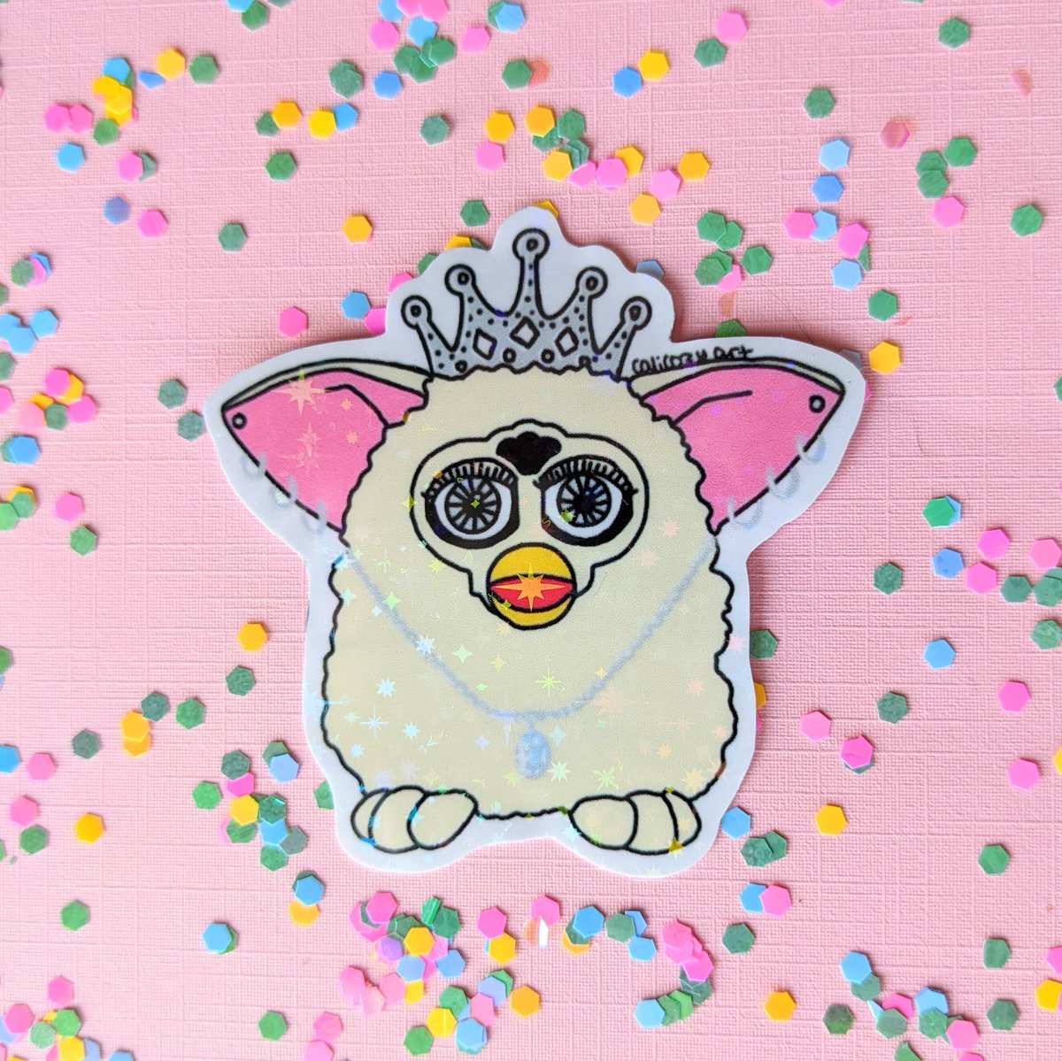 Bejeweled Furby Sticker | Calicozy Art