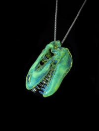 Image 2 of Fully cfl reactivecT-Rex skull pendant made with yoshi and mirage