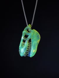 Image 3 of Fully cfl reactivecT-Rex skull pendant made with yoshi and mirage