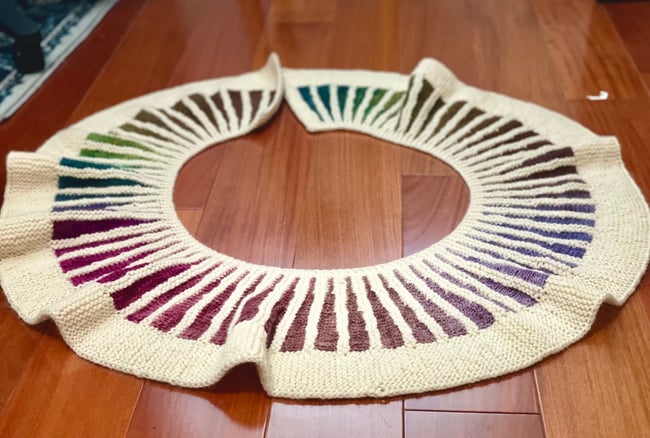 Handknit Spectra Gradient Rainbow Scarf