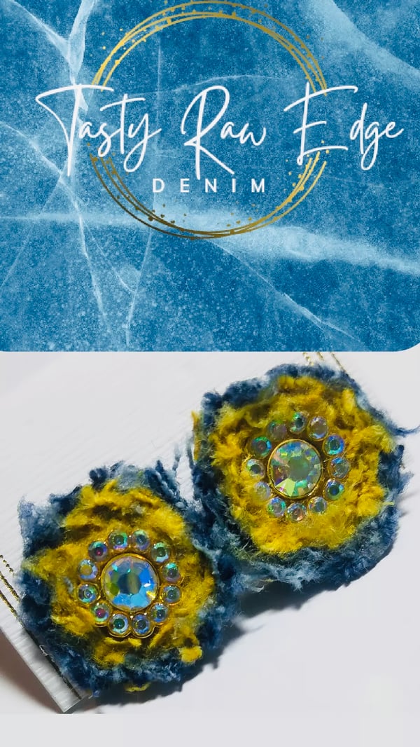 Image of Sunny Denim Flower Post Earrings   